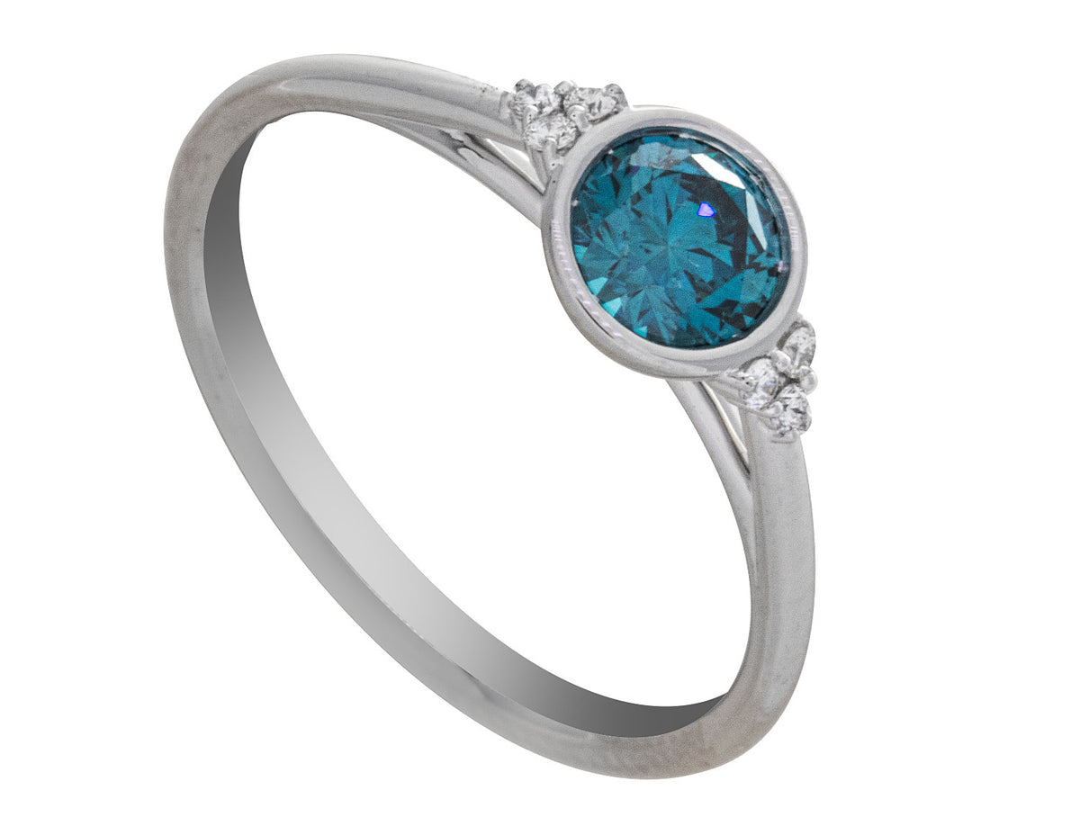 1/2ct. t.w. Blue and White Diamond Ring in 14K White Gold