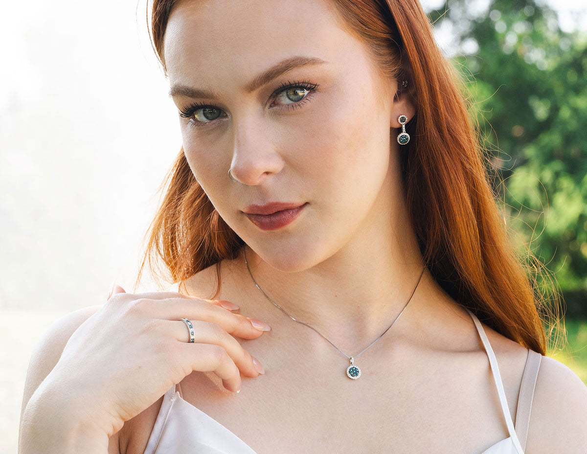 1/2ct. t.w. Blue and White Diamond Drop Pendant in 14K White Gold