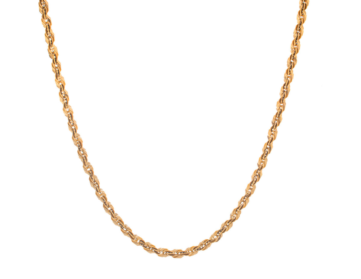 Stainless Steel/Gold-IP Diamond Cut Rope Chain