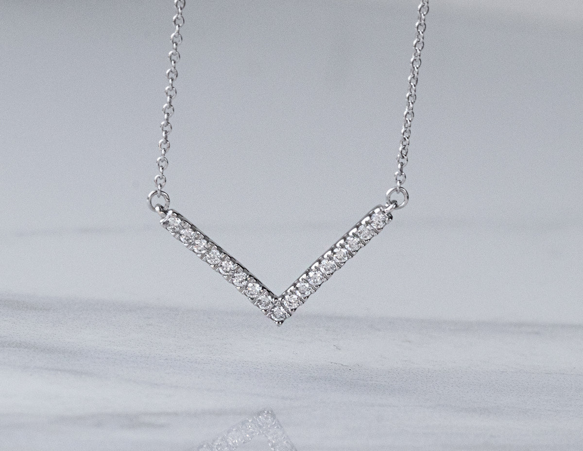 1/6ct. t.w. Newborn Lab Created Diamond Chevron Pendant in Sterling Silver