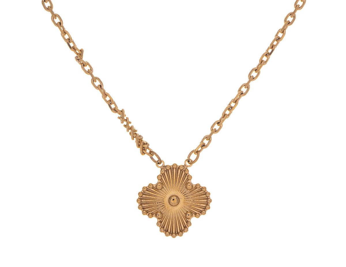 18" Gold Ion-Plated Stainless Steel Lucky Clover Pendant