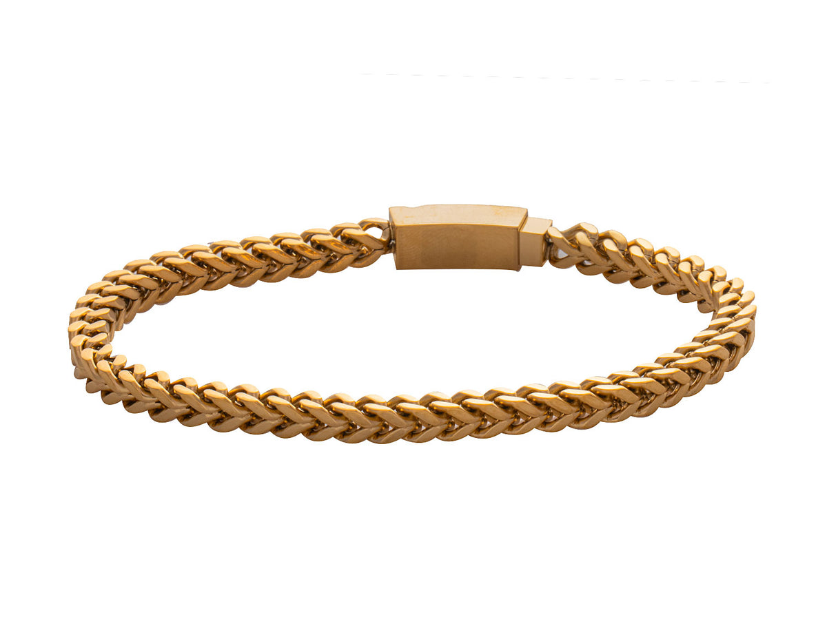 8.5" Gold-Ion Plated Stainless Steel Square Franco Bracelet