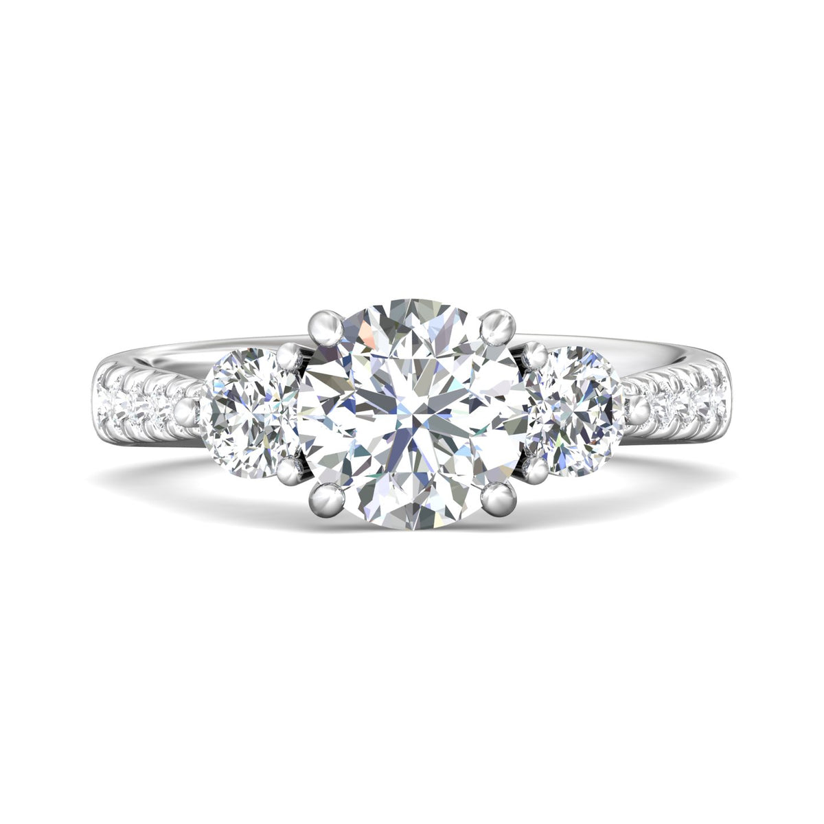 9/10ct. t.w. Round Cut Diamond Engagement Ring in 14K White Gold
