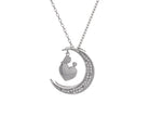 .01ct. t.w. Diamond Mom and Child Moon-Heart Pendant in Sterling Silver