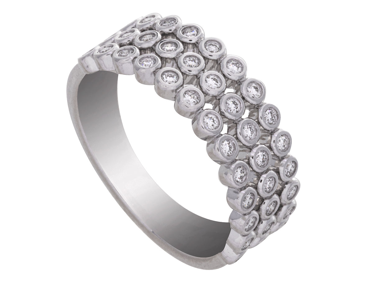 1/3ct. t.w. 3-Row Diamond Fashion Ring in 14K White Gold