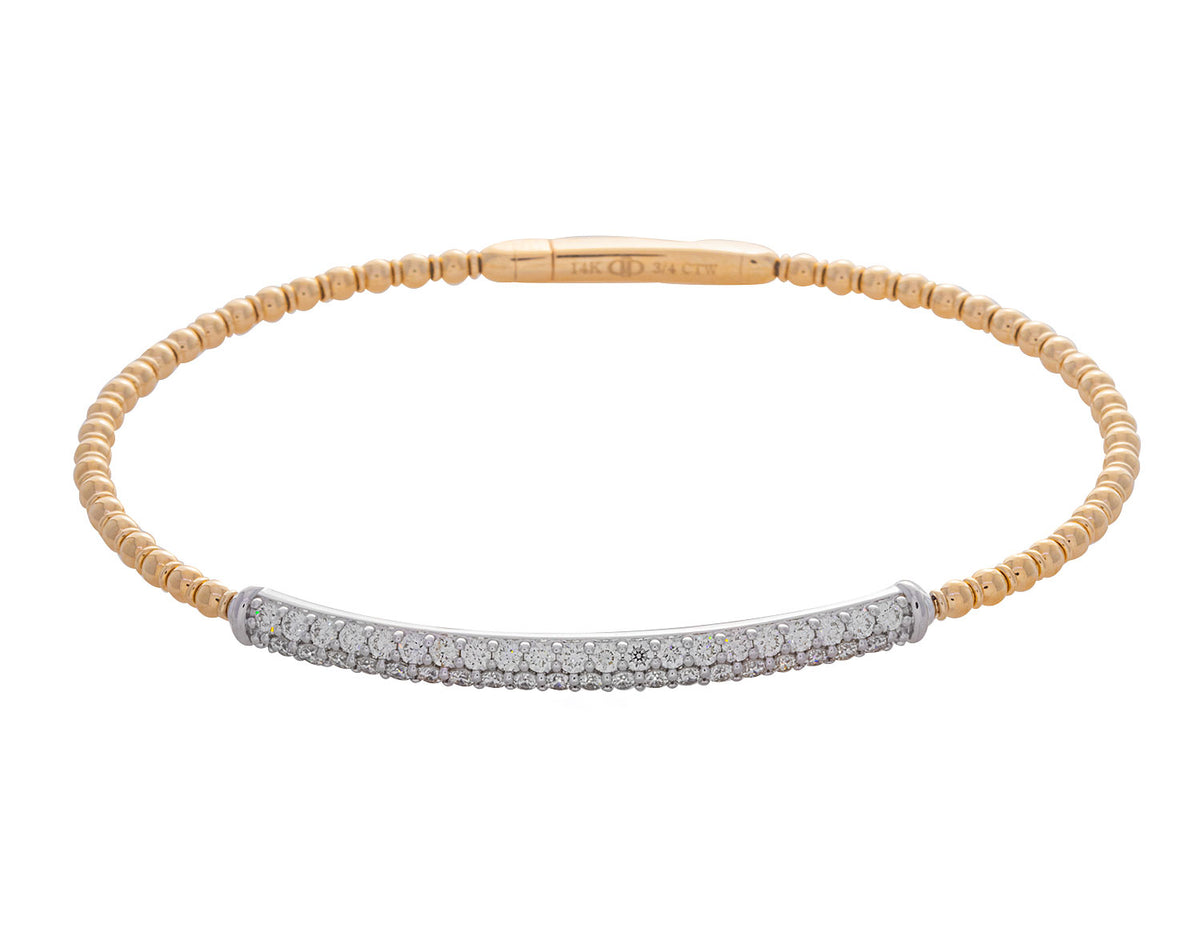 3/4ct. t.w. Diamond Flexie Bangle Bracelet in 14K Yellow and White Gold