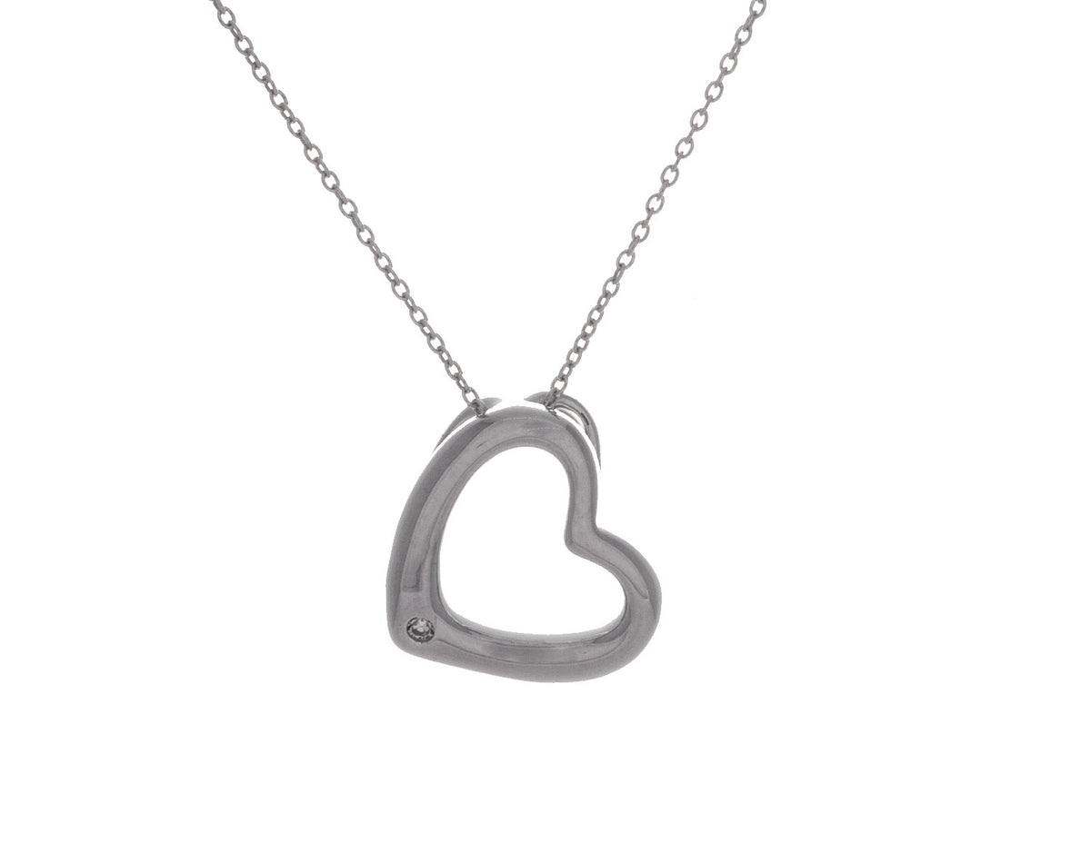 .01ct. Diamond Heart Pendant in Sterling Silver