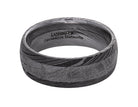 Damascus Steel Wedding Band with Meteorite Inlay