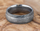 Damascus Steel Wedding Band with Meteorite Inlay