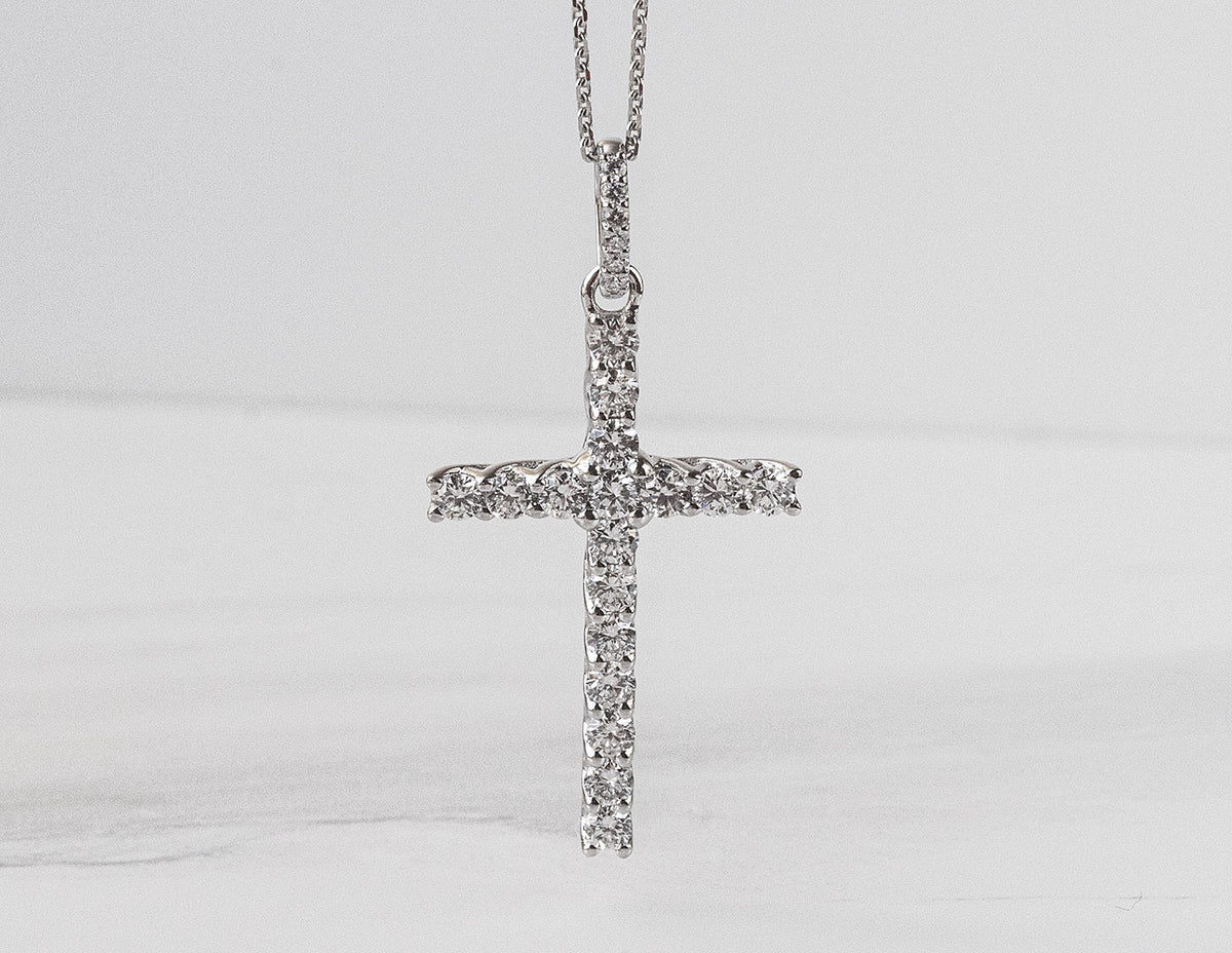 3/4ct. t.w. Newborn Lab Created Diamond Cross Pendant in 14K White Gold