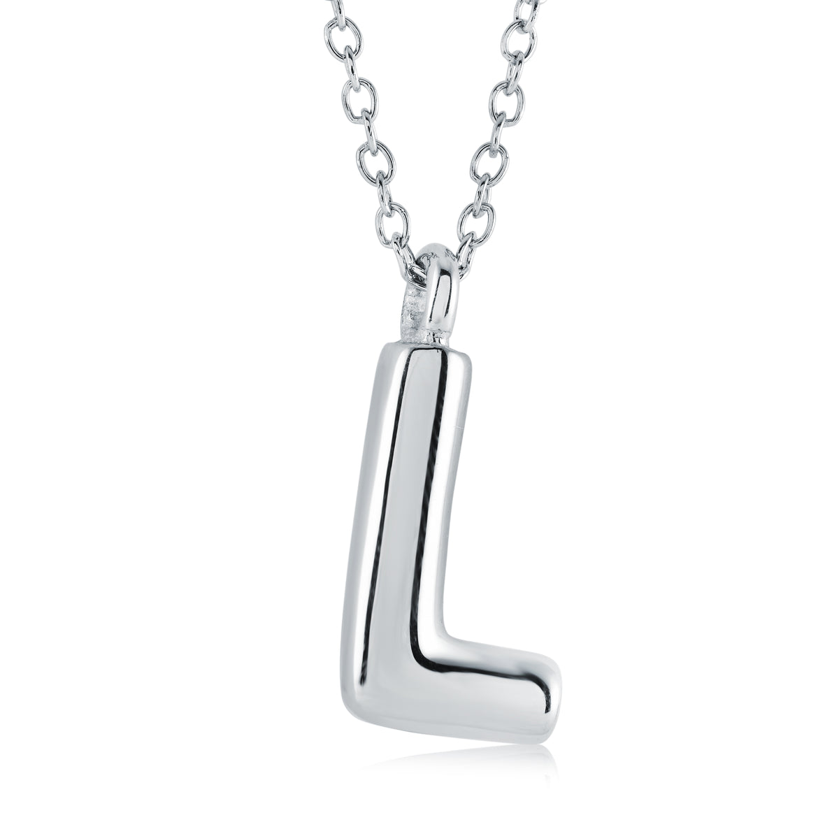 18" Stainless Steel Bubble Initial "L" Pendant