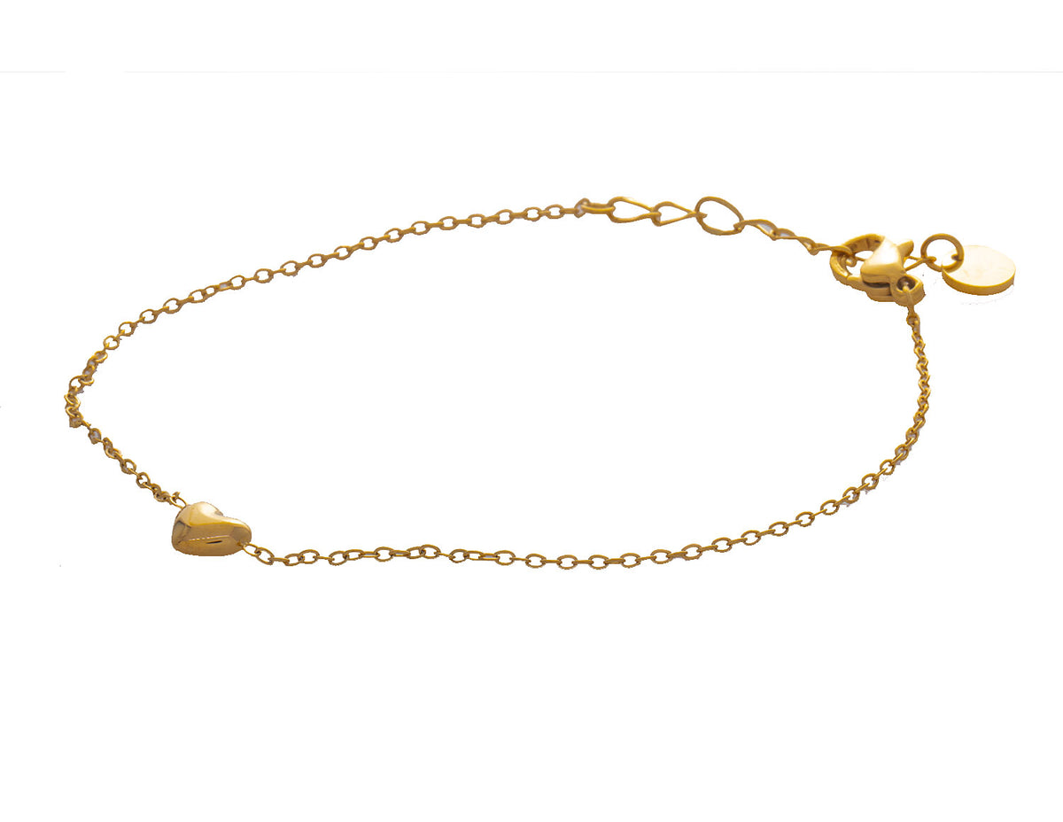 Gold Ion-Plated Stainless Steel Dainty Heart Bracelet