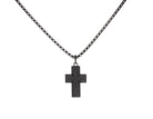 22" Gun Metal Ion-Plated Stainless Steel Brushed Cross Pendant