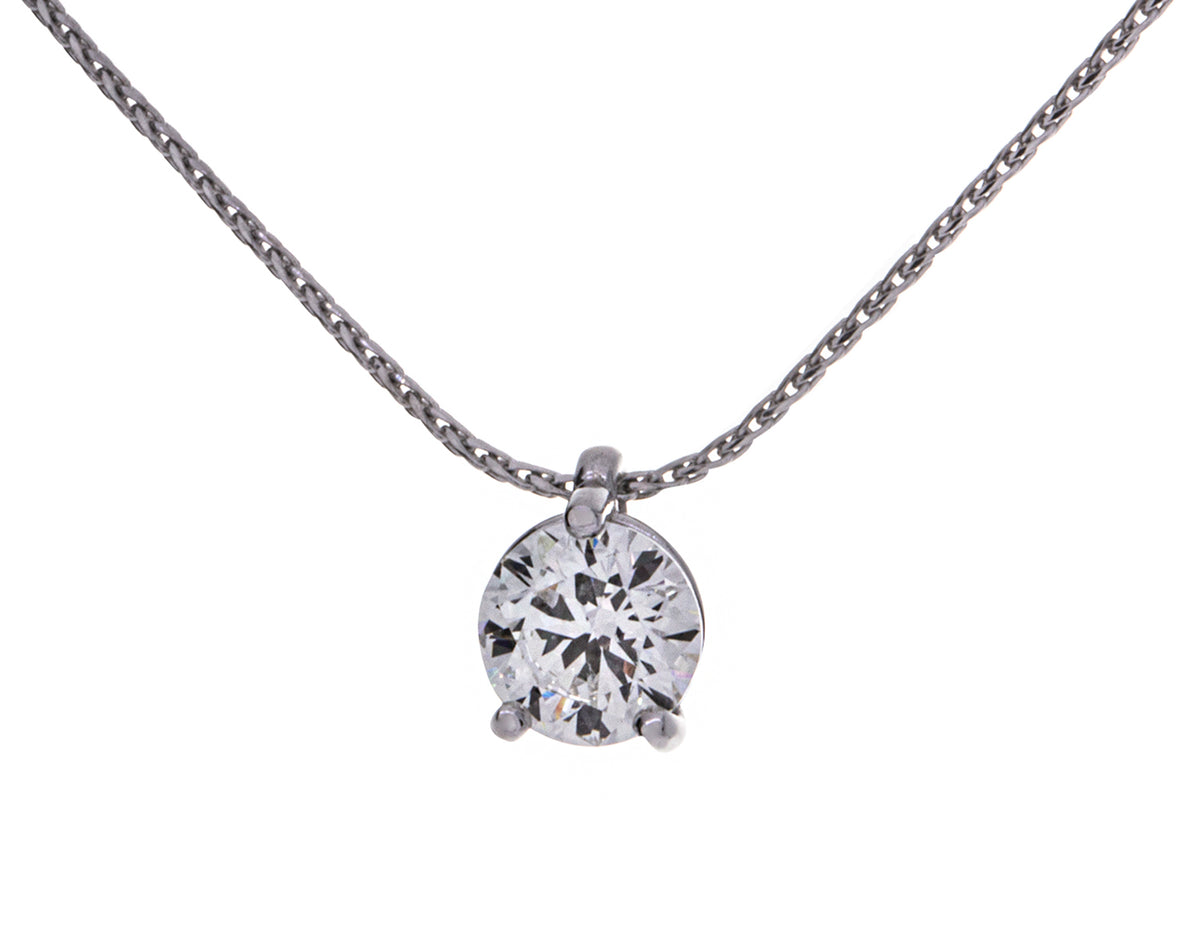 1ct. Round Cut Diamond Raindrop Pendant in 14K White Gold