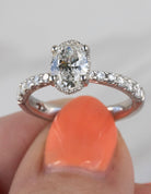 1 1/2ct. t.w. Oval Cut Newborn Lab Created Diamond Engagement Ring in 14K White Gold