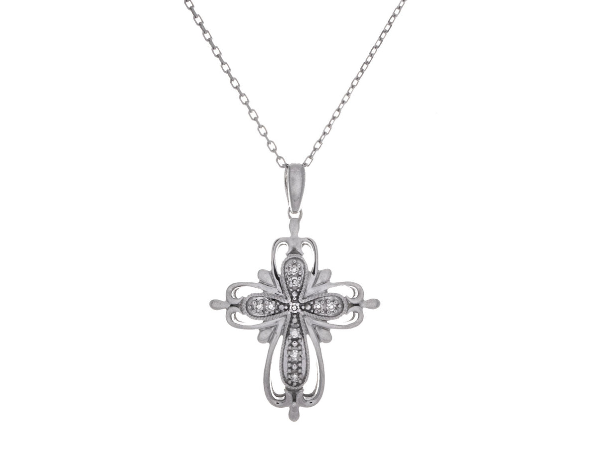 .05ct. t.w. Diamond Cross Pendant in Sterling Silver