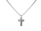 22" Stainless Steel Grooved Polished-Matte Cross Pendant