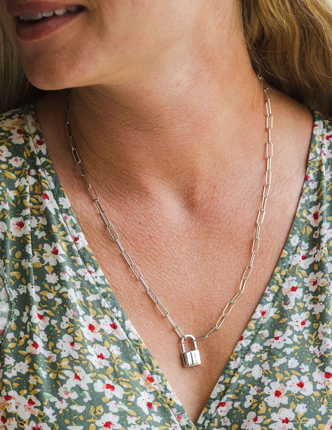 Lock Link Necklace in Sterling Silver