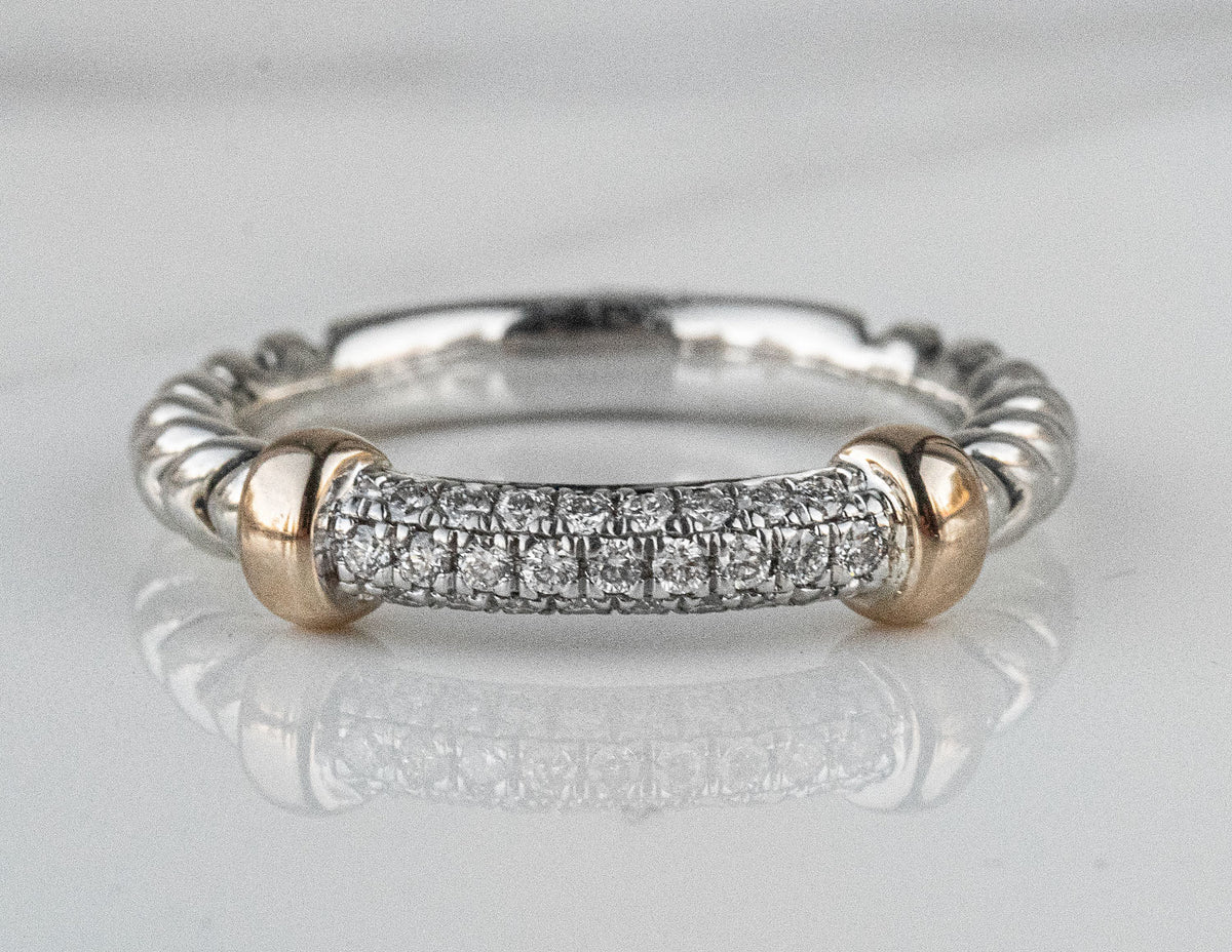 1/5ct. t.w. Diamond Fashion Ring in 14K Yellow Gold and Sterling Silver