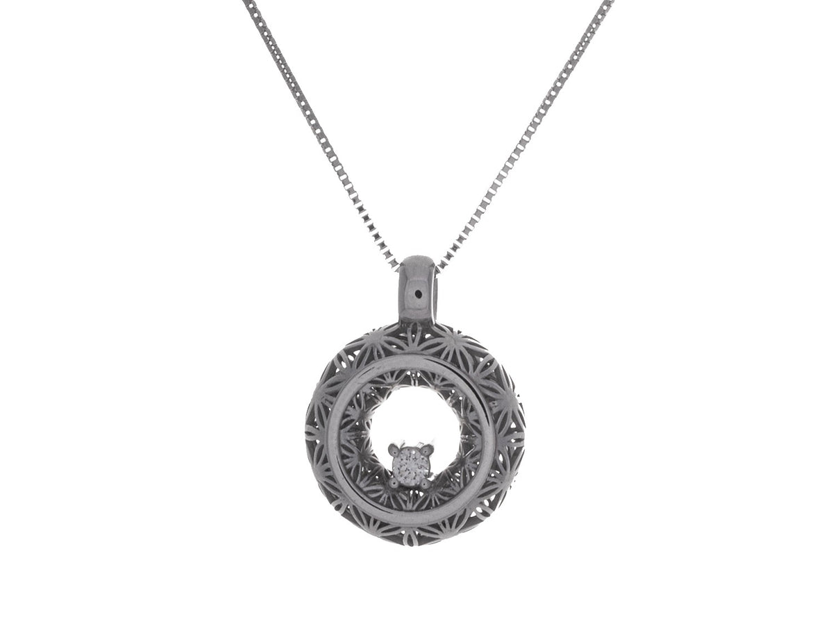 1/8ct. Diamond Puffed Pendant in Sterling Silver
