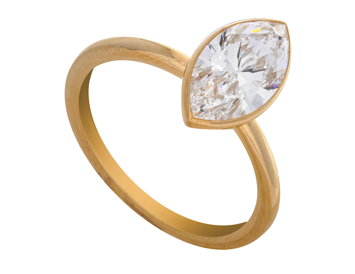 2ct. Marquise Cut Newborn Lab Created Diamond Engagement Ring in 14K Yellow Gold