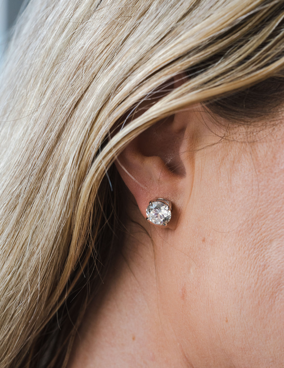6ct. t.w. Round Brilliant Newborn Lab Created Diamond Stud Earrings in 14K White Gold