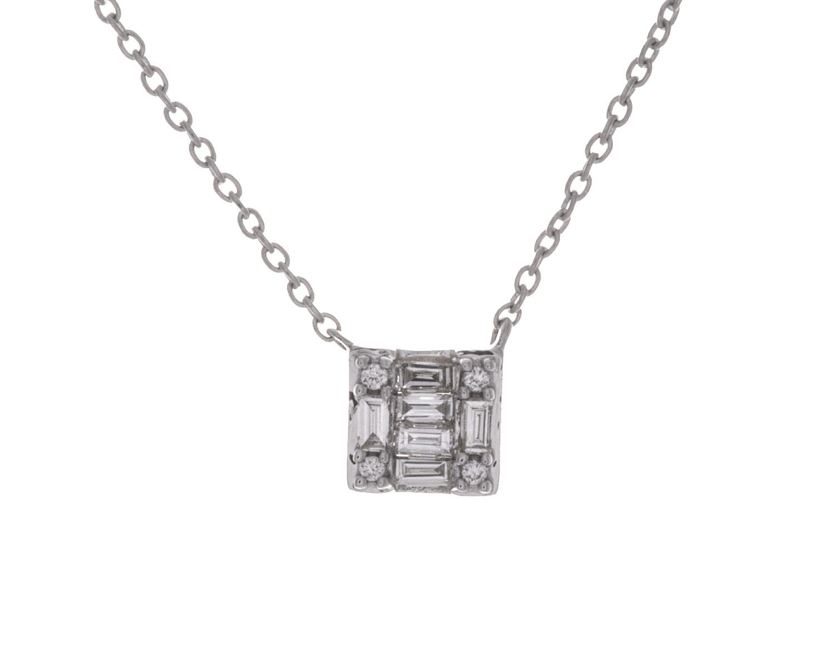 1/8ct. t.w. Diamond Square Pendant in 10K White Gold