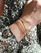 7" Gold-Ion Plated Stainless Steel 3-Row Forza Herringbone Cable Bracelet