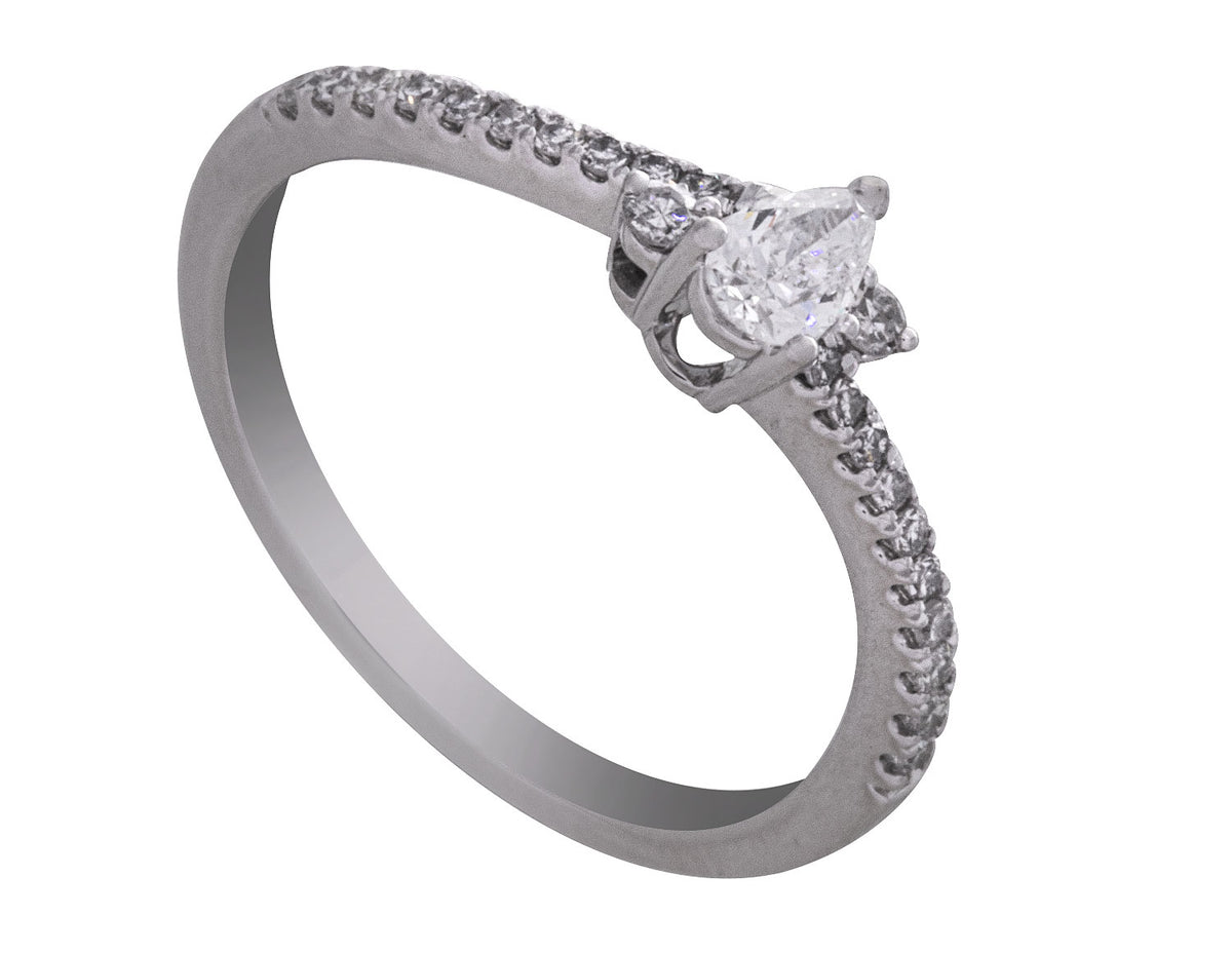 1/3ct. t.w. Pear Cut Diamond Engagement Ring in 10K White Gold