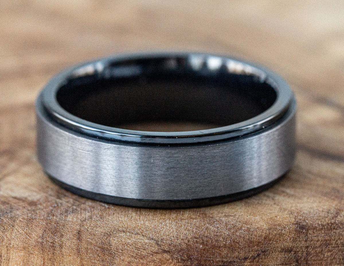 Black Zirconium and Tantalum Wedding Ring