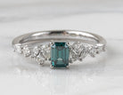 7/8ct. t.w. Emerald Cut Blue and White Diamond Ring in 14K White Gold