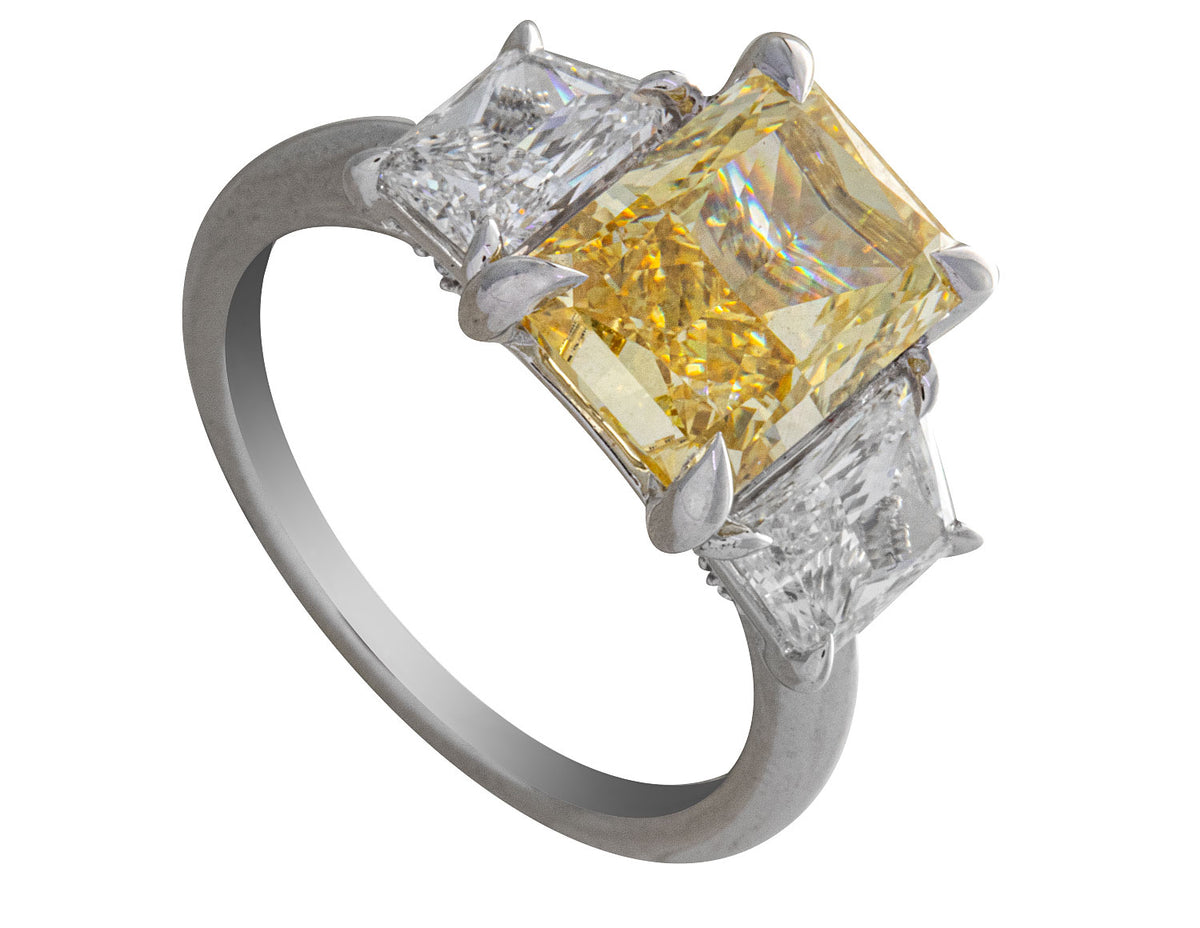 5 5/8ct. t.w. Yellow Radiant Cut Newborn Lab Created Diamond Engagement Ring in 14K White Gold