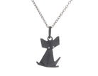 .01ct. t.w. Diamond Origami Cat Pendant in Sterling Silver and Black Rhodium