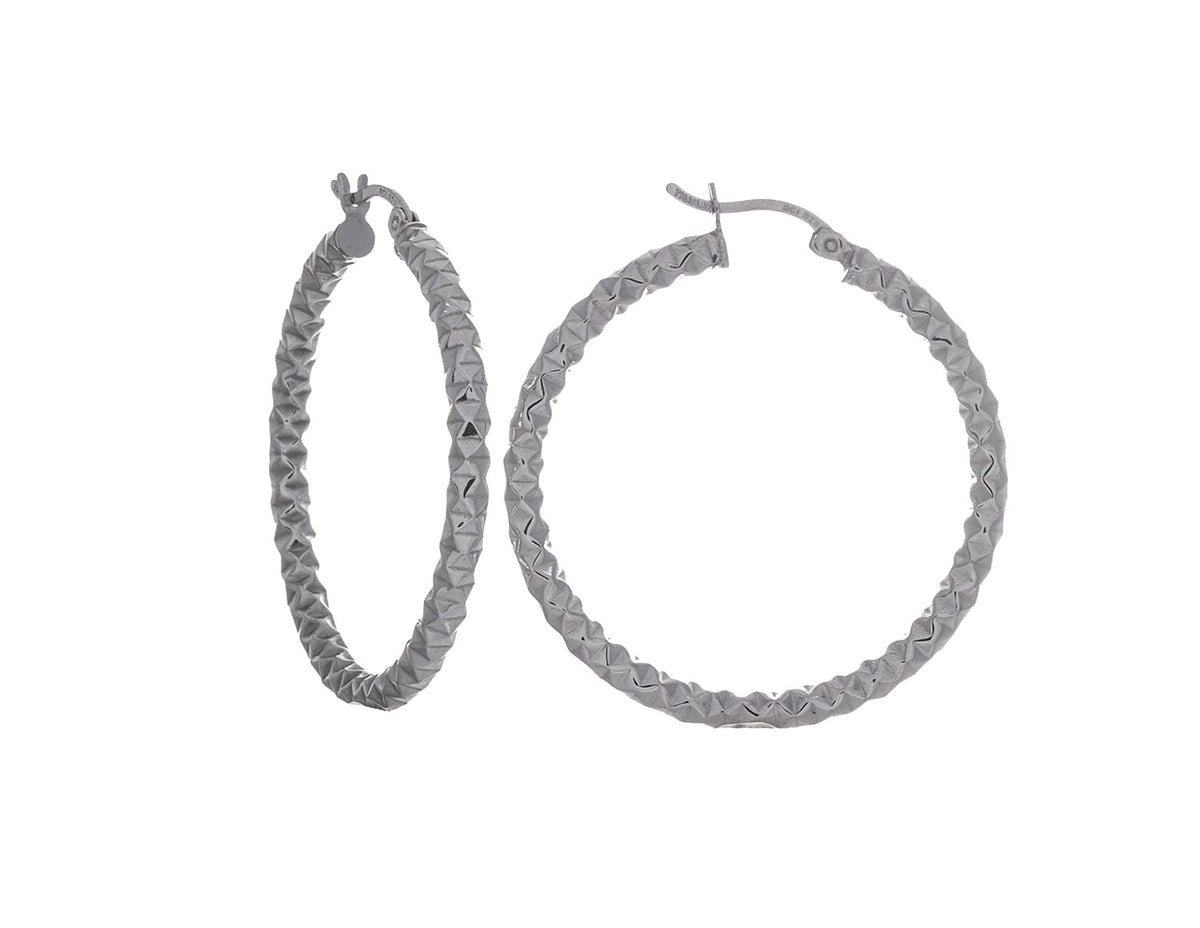 Diamond Cut Hoop Earrings in Sterling Silver