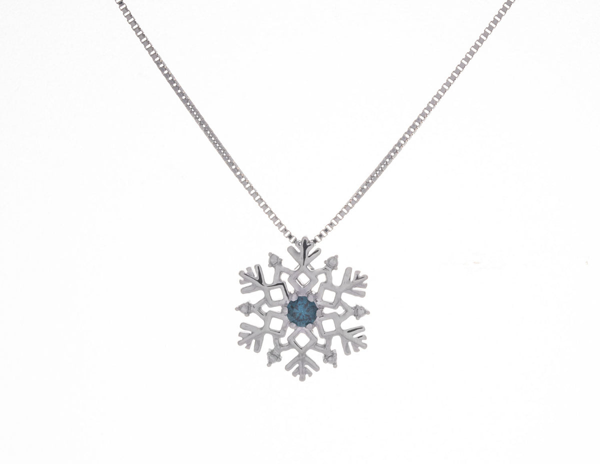 1/10ct. Blue Diamond Snowflake Pendant in Sterling Silver