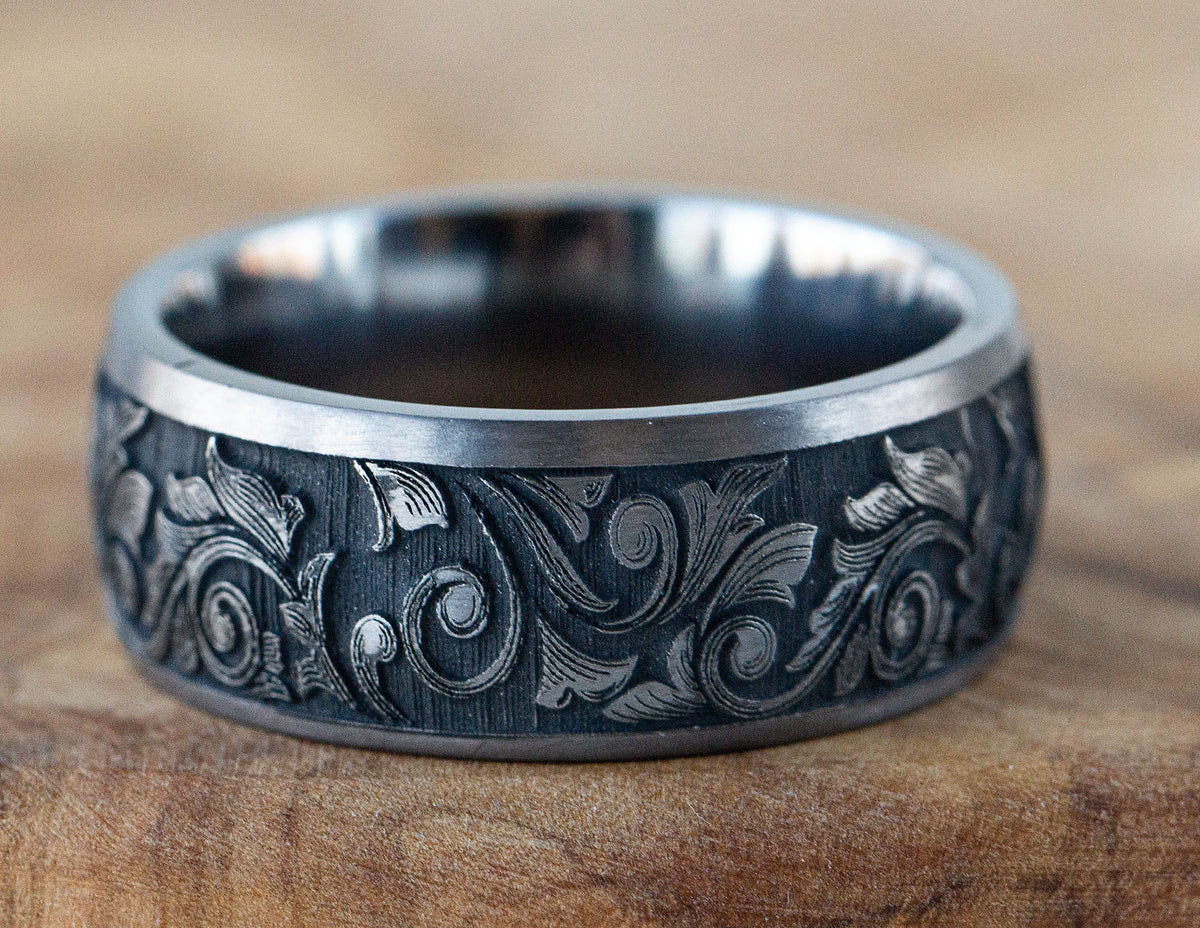Tantalum Carved Wedding Band
