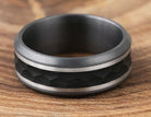 8.5mm Comfort Fit Gents Wedding Ring in 14K White Gold, Tantalum, and Carbon Fiber