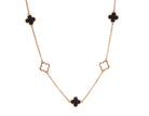 18" Crushed Black and White Diamond Reversible 5-Clover Pendant in Vermeil