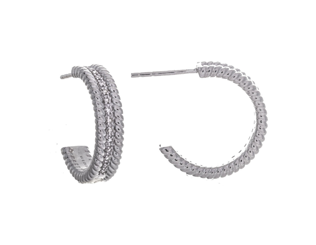 1/7ct. t.w. Diamond Half-Hoop Rope Earrings in Sterling Silver