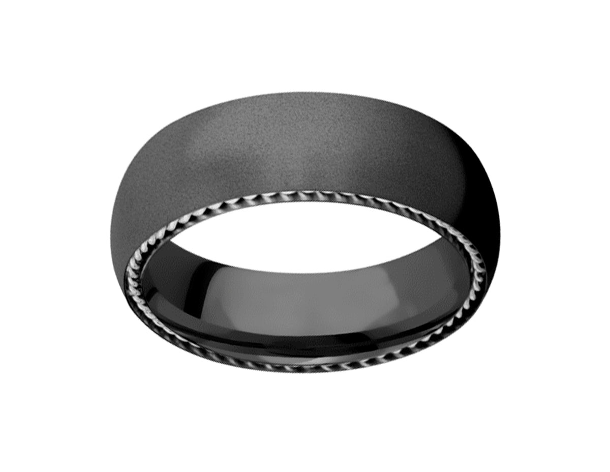 7mm Black Zirconium and 14K White Gold Men's Wedding Ring