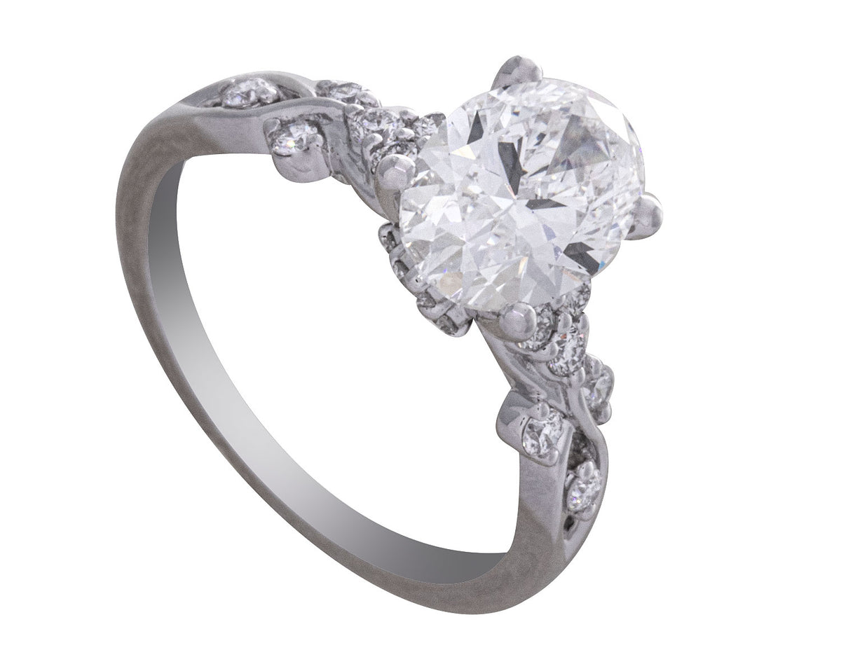 2 1/2ct. t.w. Oval Cut Newborn Lab Created Diamond Engagement Ring in 14K White Gold