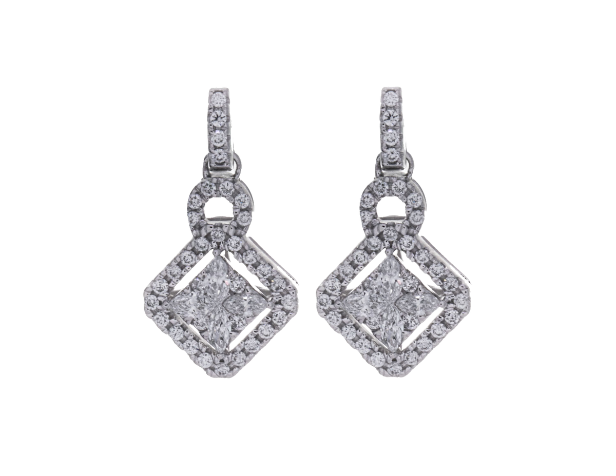 1/2ct. t.w. Diamond Drop Hoop Earrings in 14K White Gold