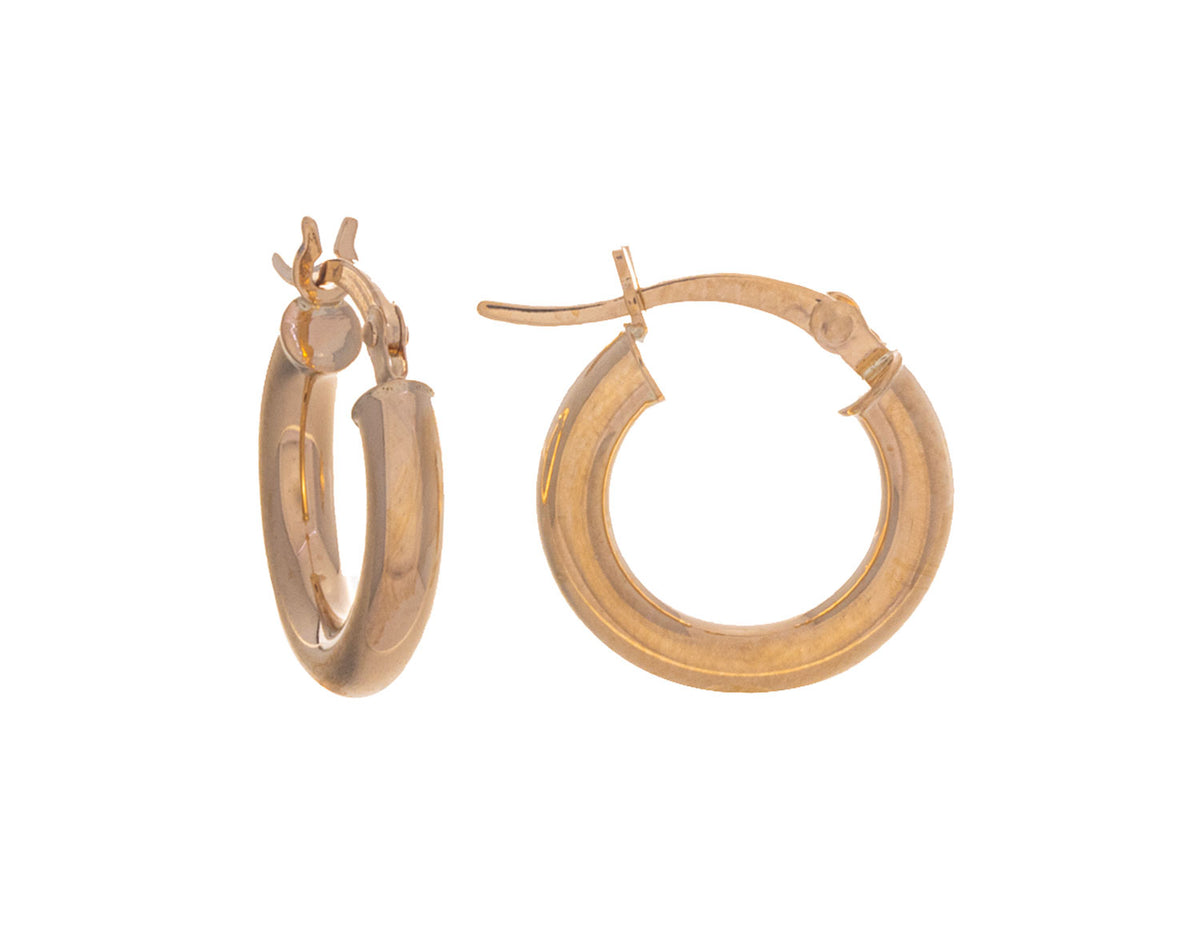 Round Hoop Earrings in 10K Yellow Gold