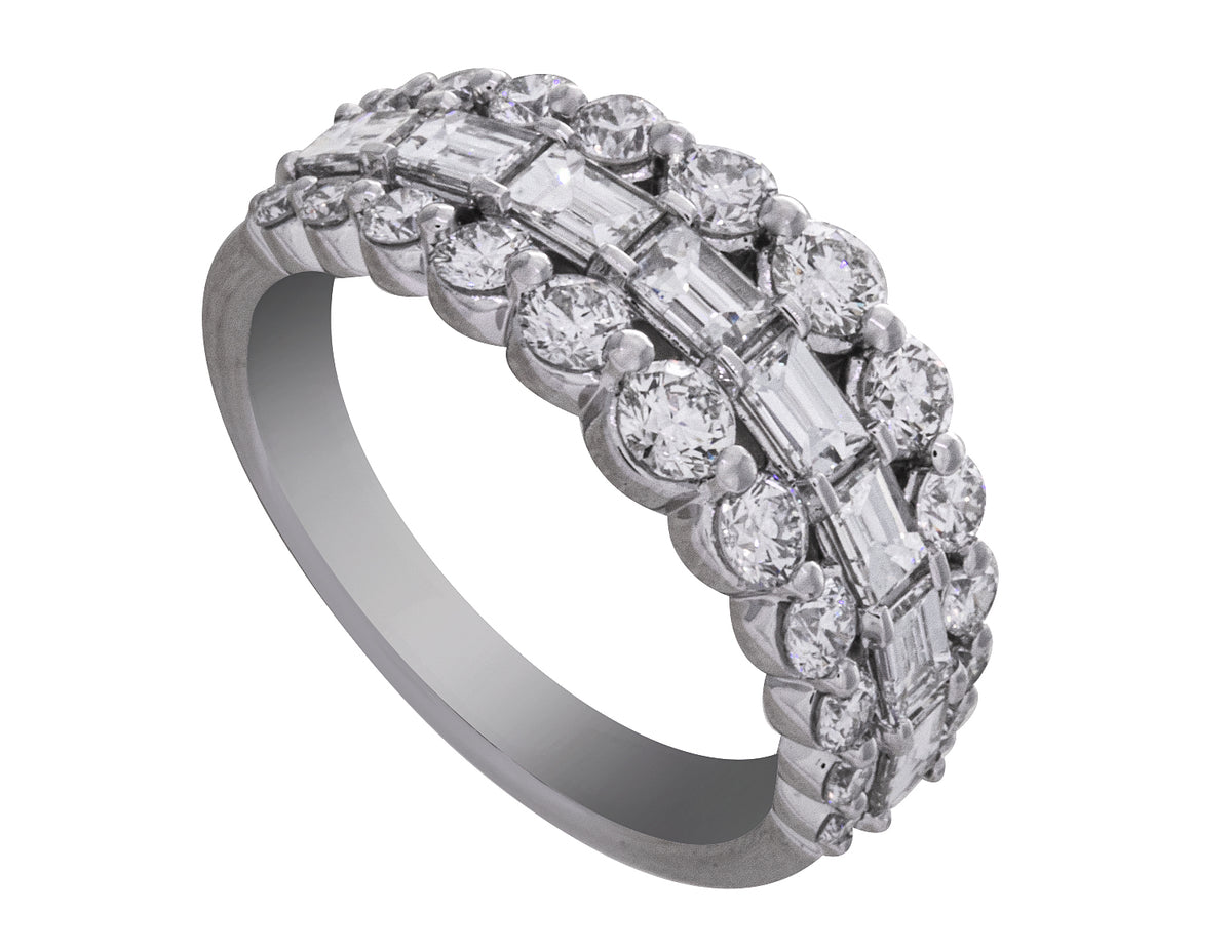 1 3/4ct. t.w. 3-Row Diamond Fashion Ring in 14K White Gold