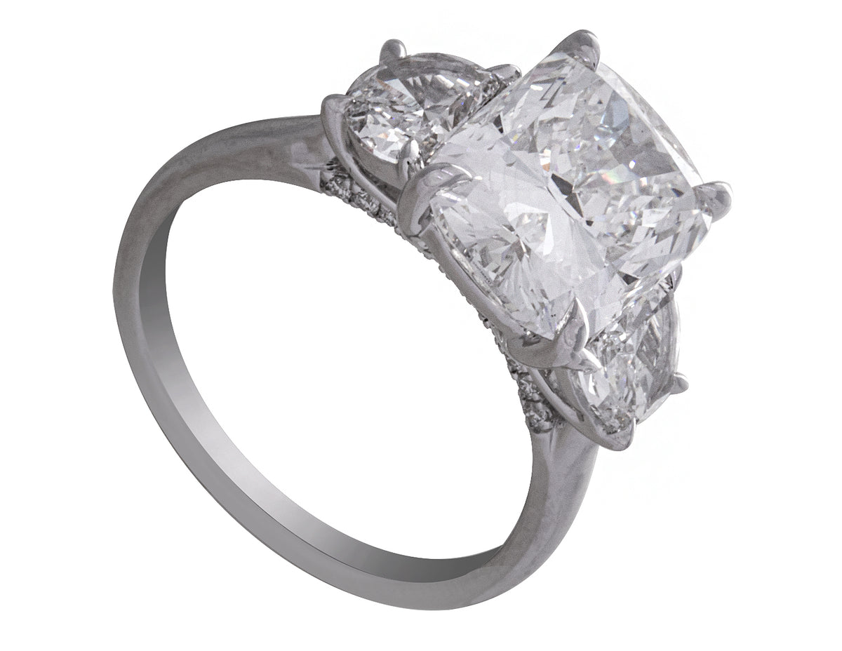 6ct. t.w. Cushion Cut Newborn Lab Created Diamond Engagement Ring in 14K White Gold