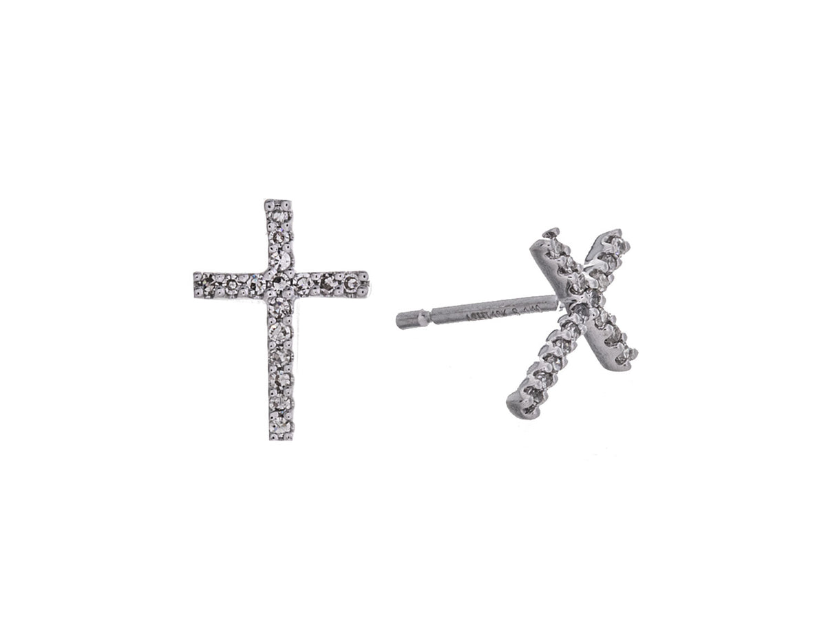 1/10ct. t.w. Diamond Cross Earrings in 10K White Gold