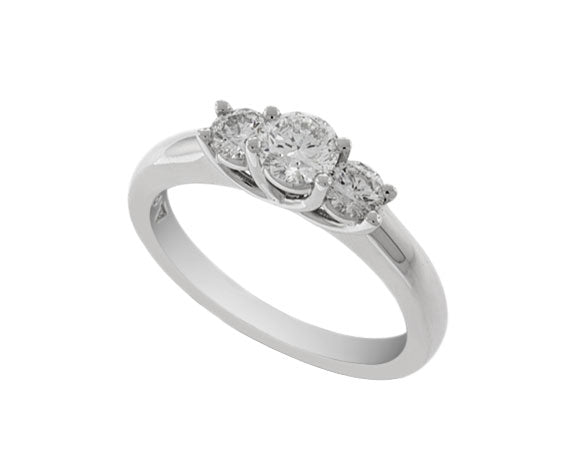 3/4ct. t.w. 3-Stone Kessler 81 Round Diamond Ring in 14K White Gold