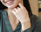 6.5" Gold Ion-Plated Stainless Steel Lucky Clover Bracelet