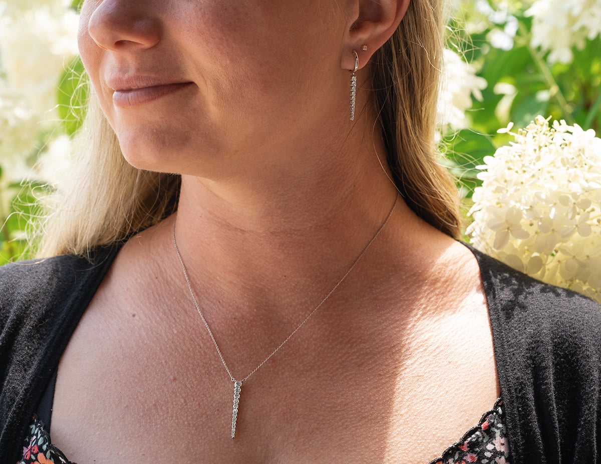 1ct. t.w. Diamond Graduated Drop Pendant in 10K White Gold