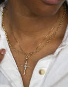 Crucifix Pendant in 14K Yellow and White Gold